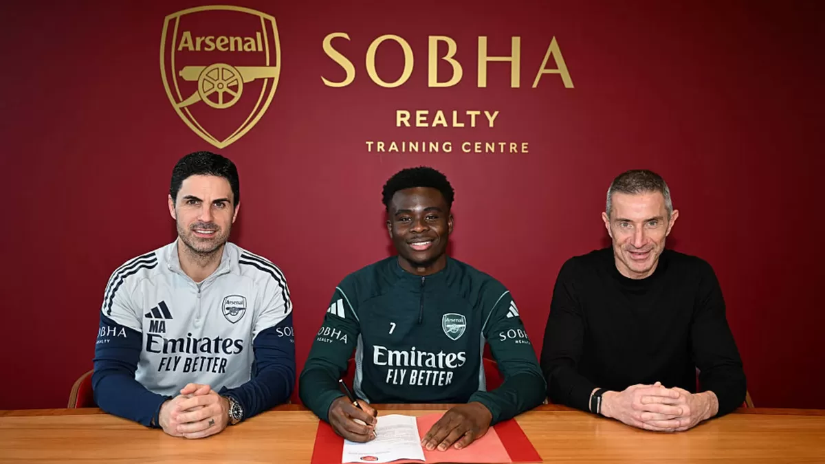 Arsenal memperpanjang kontrak Bukayo Saka dalam kesepakatan jangka panjang yang berdurasi hingga 2031. (David Price)