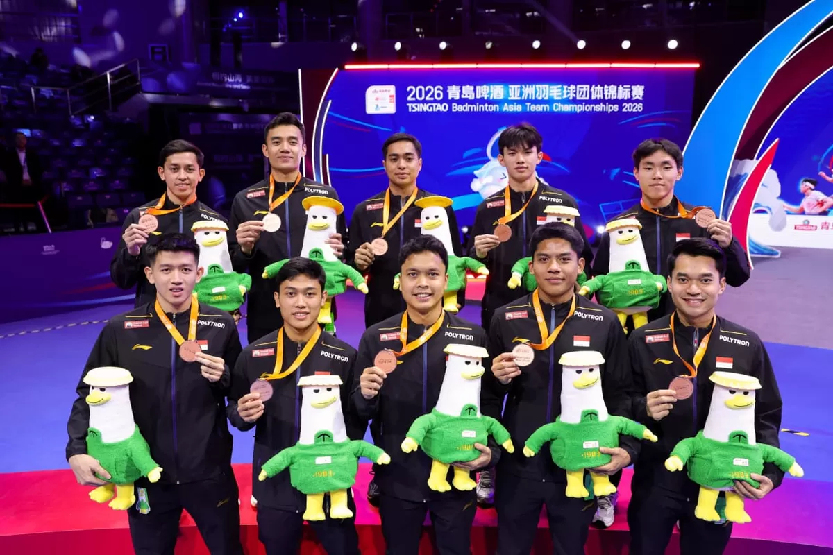 Tim Beregu Putra Indonesia yang diperkuat komposisi pemain senior-junior di Kejuaraan Asia Beregu 2026 beberapa waktu lalu. (PBSI)