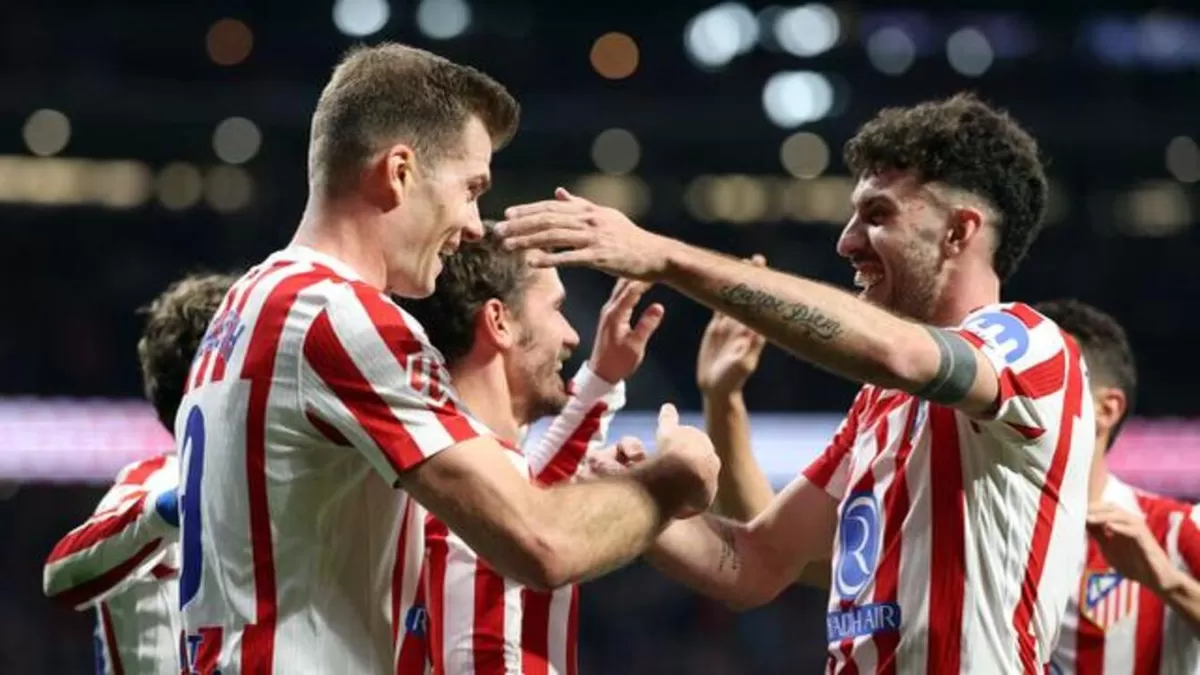 Para pemain Atletico Madrid merayakan gol ke gawang Espanyol. (AFP)
