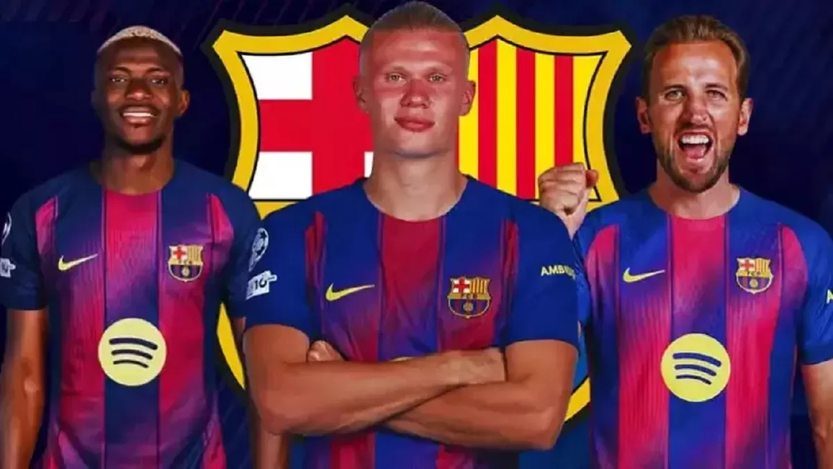 Tiga pencetak gol elit: Victor Osimhen, Erling Haaland, dan Harry Kane. (barca)
