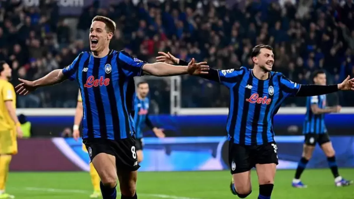 Selebrasi pemain Atlanta usai bobol gawang Borussia Dortmund. (Getty Images)