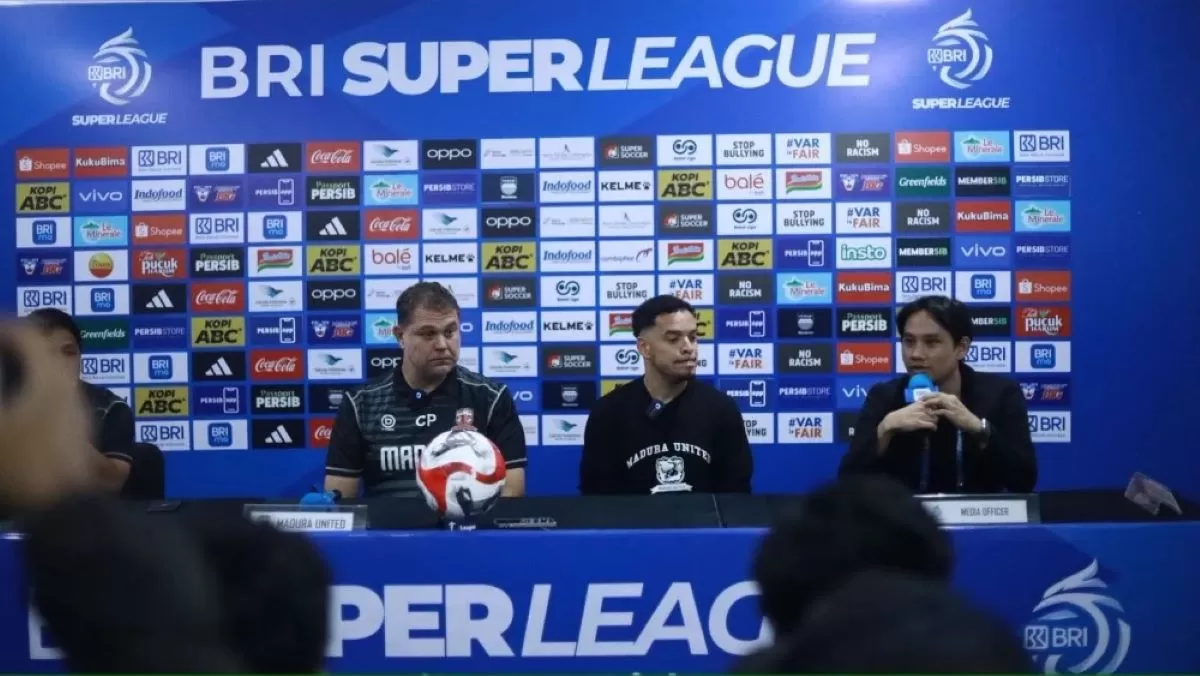 Jumpa pers MAdura United FC jelang duel dengan Persib Bandung di pekan ke-23 Super League 2025/26 (I League)