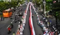 Peringati Hari Pahlawan, Kota Semarang Arak Bendera Merah Putih Sepanjang 1001 Meter