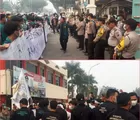Polda Riau Dikepung Aksi Unjuk Rasa Mahasiswa