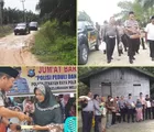 Kapolsek dan Tim Jumat Barokah Tenayan Raya Lintasi Kebun Sawit