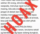 Beredar, Info Lepasnya Napi Sialang Bungkuk Mengatasnamakan Humas Polda Riau