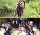 Bantu Warga Kurang Mampu, Trio Bhabinkamtibmas Payung Sekaki Rintangi Ilalang