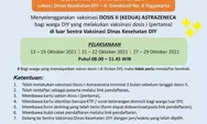 Jadwal Vaksinasi Covid-19 Dosis Kedua Astrazeneca Bulan Oktober 2021 dari Dinkes DIY
