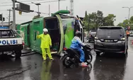 Bus Terguling di Ringroad Demak Ijo Sleman, 4 Orang Terluka Termasuk Seorang Penjual Koran 