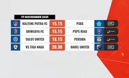 Jadwal Liga 2 Rabu 17 November 2021: Sriwijaya FC Vs PSPS Riau, Sulut United Vs Persiba Balikpapan