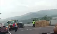 Kecelakaan di Tol Bawen, Truk Boks Terguling, Sempat Bikin Macet Panjang