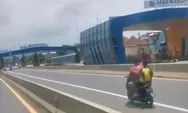 GEGER Pemotor Tanpa Helm Nekat Masuk Tol Gayamsari Semarang