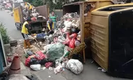 Truk Sampah DLH Kota Bogor Terguling, Jalan Kayu Manis Auto Dibanjiri Sampah