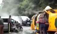 KECELAKAAN  DI BOGOR HARI INI, truk dan sedan saling hantam di Puncak
