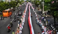 Peringati Hari Pahlawan, Kota Semarang Arak Bendera Merah Putih Sepanjang 1001 Meter