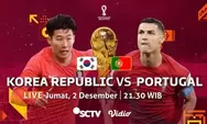 Situs Live Streaming Korea Selatan vs Portugal Piala Dunia 2022 Pukul 22.00 WIB