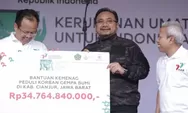 Menag serahkan bantuan Rp34,7 Miliar Kepada Penyintas Gempa yang Ada di Cianjur