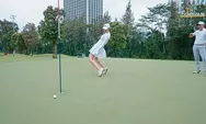 Ekspresi Luna Maya saat Melakukan Challenge 3 Kali Pose Model Saat Latihan Golf