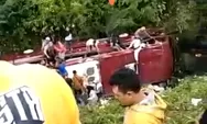 Bus Maut Masuk Sungai di Kawasan Wisata Guci Tegal, Jawa Tengah Satu Meninggal 31 Luka-luka