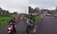 Warga Kocar-kacir Ada Luapan Lahar Dingin ke Jalan dan Area Persawahan di Lumajang, Motor Sampai Tersapu
