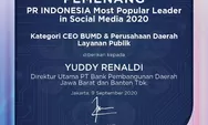 Dirut bank bjb Yuddy Renaldi Raih Penghargaan Most Popular Leader in Social Media 2020