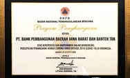 Proaktif Bantu Penanganan COVID-19, bank bjb Diganjar Penghargaan BNPB