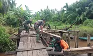 TNI dan Masyarakat Bahu Membahu Selesaikan Pembangunan Jembatan