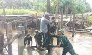 Gotong Royong Ruh Kemanunggalan TNI-Rakyat di TMMD Kodim 1015/Spt