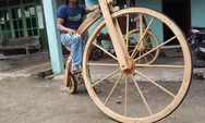 &acirc;&euro;&tilde;Gowes&acirc;&euro;&trade; Klaten - Yogya, Sarijo Kenalkan Sepeda Kayu Buatannya
