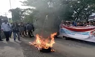 Ratusan Mahasiswa Bakar Ban di Depan Kantor Kejati Sumut : Tangkap Mantan Bupati Samosir