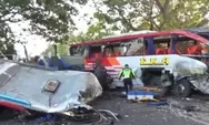 Hindari pejalan kaki, Bus Eka tabrakan dengan Sugeng Rahayu. 3 Orang meninggal, belasan luka