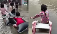  Viral Anak-anak Bermain di Kubangan Banjir Layaknya Waterboom