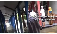 Di Tengah Kelas yang Terendam Banjir, Guru Matematika di Serang Tetap Datang untuk Mengajar