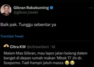 Gibran Wali Kota Solo Tanggapi Laporan Warga di Twitter Terkait Jalan Berlubang, Netizen: Enak Bener...