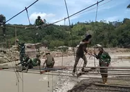 Ditargetkan Rampung Bulan Ini, Kodim 0106 Aceh Tengah Kebut Pembangunan Jembatan Gantung Desa Burla