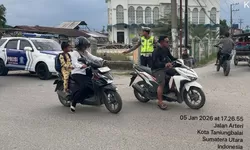 Patroli Sore, Sat Lantas Polres Tanjung Balai Patroli di Titik Rawan.