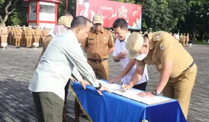 Apel Pagi, Plt Wali Kota Bekasi Tandatangani Perjanjian Kerjasama Bareng BPJS Ketenagakerjaan