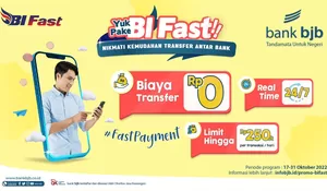 Praktisnya Transfer Dana Lewat BI Fast, Ada Promo Nol Rupiah dari Bank BJB