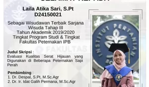 Laila Atika Sari Mahasiswi Pascasarjana IPB yang Meninggal Setelah Terbakar Ternyata Wisudawan Terbaik Sarjana