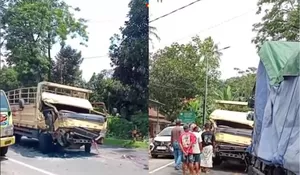 Kecelakaan di Kecamatan Mayang Jember, Truk Fuso Adu Banteng dengan Colt Diesel, Relawan Ungkap Kondisi Sopir