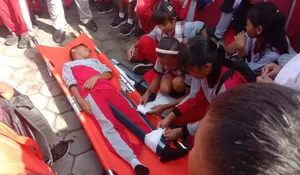 Simulasi Gempa di SDN 01 Kepanjen Jember, Ratusan Siswa Praktikkan Evakuasi Mandiri