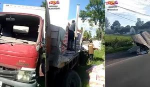 Kecelakaan di Bangsalsari Jember, Truk Bermuatan Camilan Rumput Laut Tabrak Truk Bata Ringan, Sopir Diduga Mengantuk