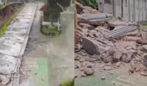 Detik-Detik Tembok Rumah Mewah Ambruk Timpa SMPN 182 Jakarta, Puing Beton Berserakan, Warga Sempat Panik