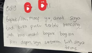 Viral Cerita Anak Tak Sengaja Gores Mobil Orang Lain, sang Ibu Tulis Secarik Kertas demi Tunjukkan Arti Tanggung Jawab