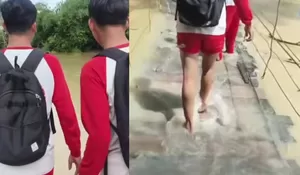 Jalan ke Sekolah Tergenang Banjir hingga Jembatan Gantung Lapuk, Pelajar Ini Ngadu ke Presiden