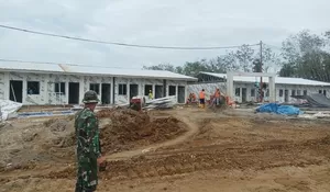 Pembangunan Huntap di Tapanuli Terus Berjalan, Kerangka Rumah dan Batu Bata Tersusun Rapi