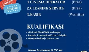 Lowongan Kerja NSC Rembang: Dibutuhkan Cinema Operator, Cleaning Service, dan Kasir!