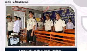 Lapas Tahuna Mengikuti Apel Pegawai Awal Tahun 2026 Bersama Kemenimipas