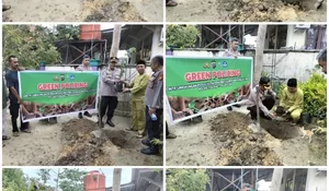 Kapolsek Tualang bersama Penghulu Laksanakan Green Policing di taman kantor Penghulu Maredan Barat