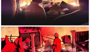 Wabup Rokan Hulu Syafaruddin Poti Pantau  Langsung Kebakaran Puluhan Rumah Di Pasar Desa Pekan Tebih